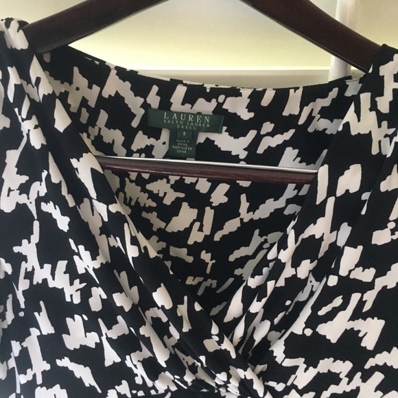 Ralph Lauren Womens Dress 8 Black White Faux-Wrap - Picture 9 of 11